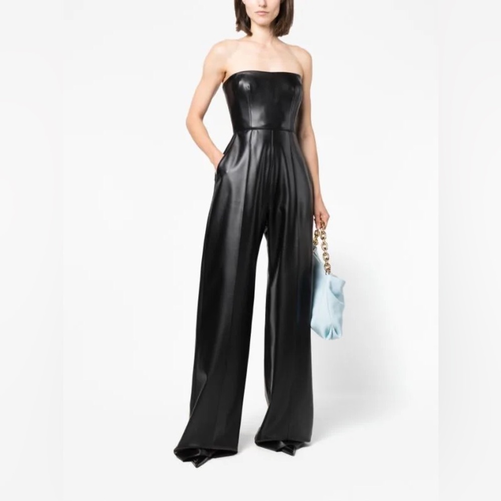 Alex Perry Strapless Leather Jumpsuit
